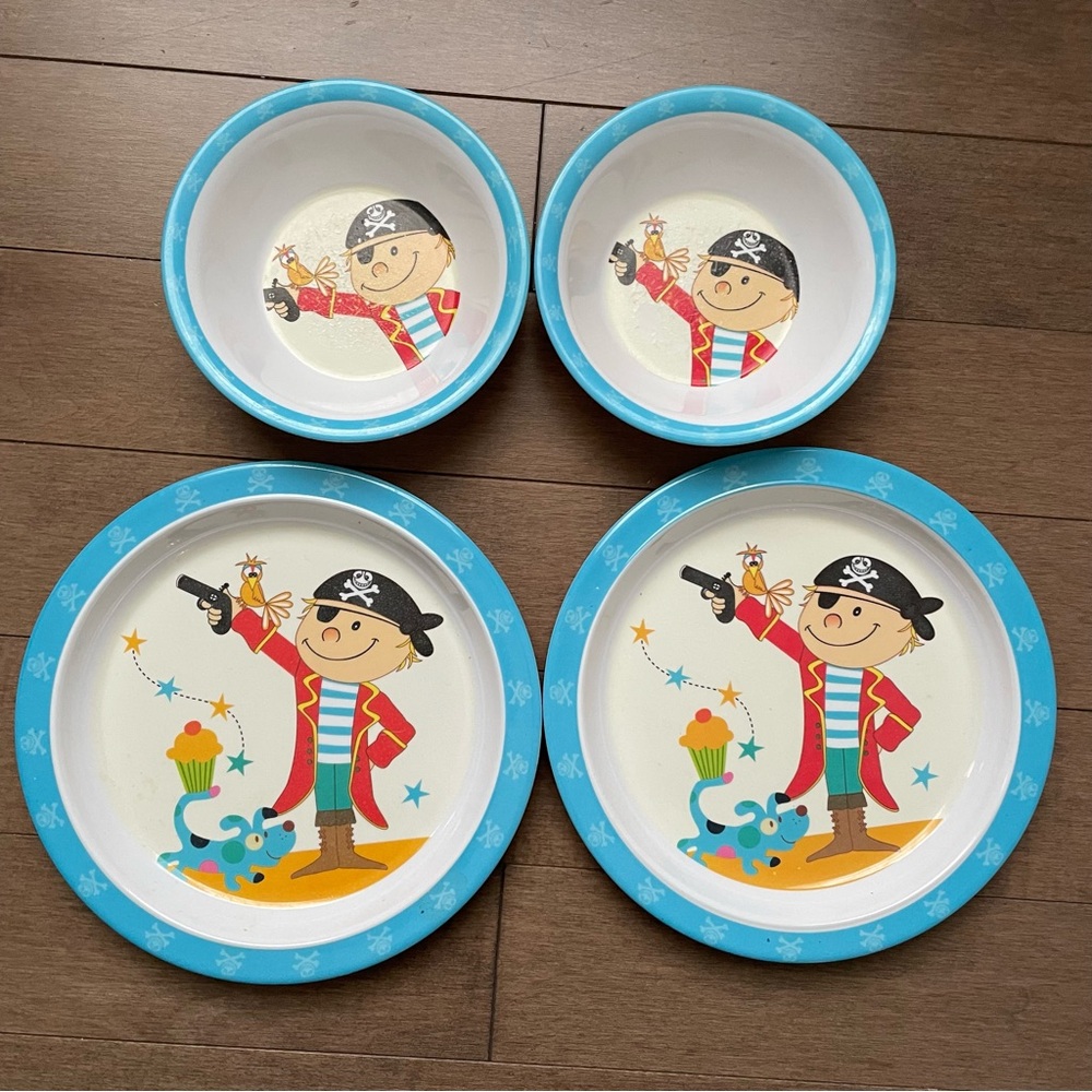 Pirate Themed Blue and White Dinnerware Set